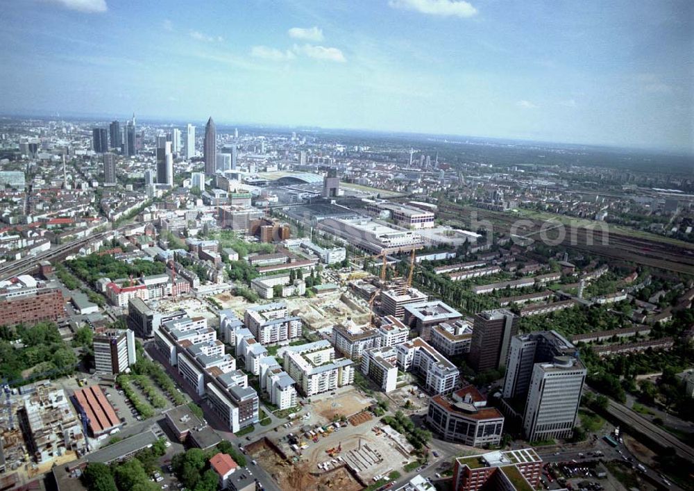 Aerial photograph Frankfurt am Main - Gewerbe- und Entwicklungsgebiet der HVB-Projekt an der Theodor-Heuss-Allee in Frankfurt/Main. (Hessen). 16.Mai 2002