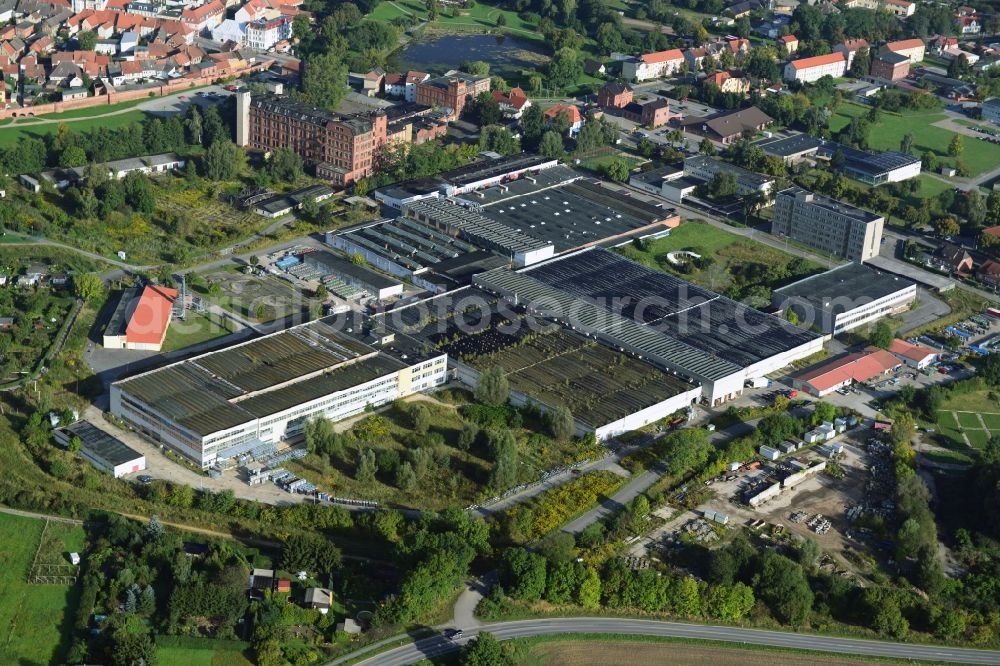 Wittstock/Dosse from above - Business and industrial park on the site of the former GDR clothing factory in Wittstock / Dosse in Brandenburg