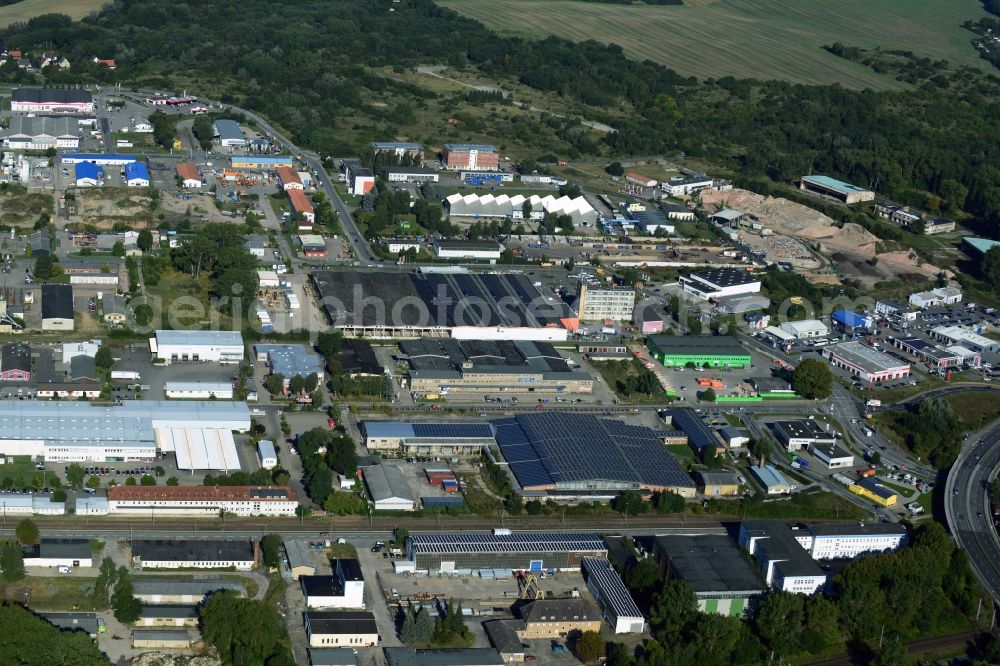 Schwerin from above - Commercial and industrial area Goerris in Schwerin in Mecklenburg-Western Pomerania