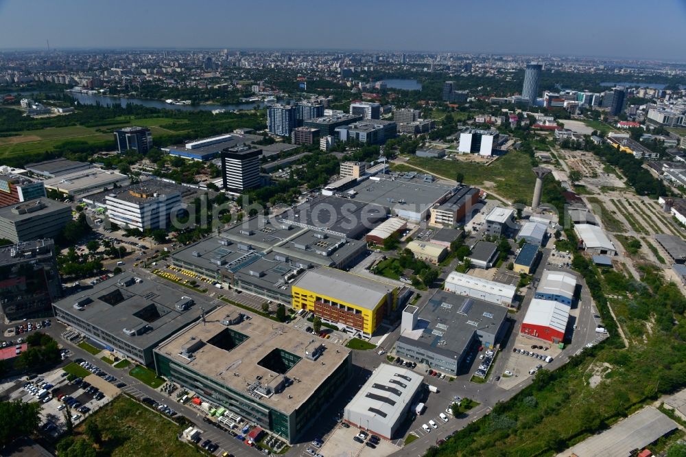 Bukarest from above - Commercial and industrial area Iride Business Park in Bucharest, Romania. The property on the street Dimitrie Pompei Blvd. is a project of IMMOFINANZ AG