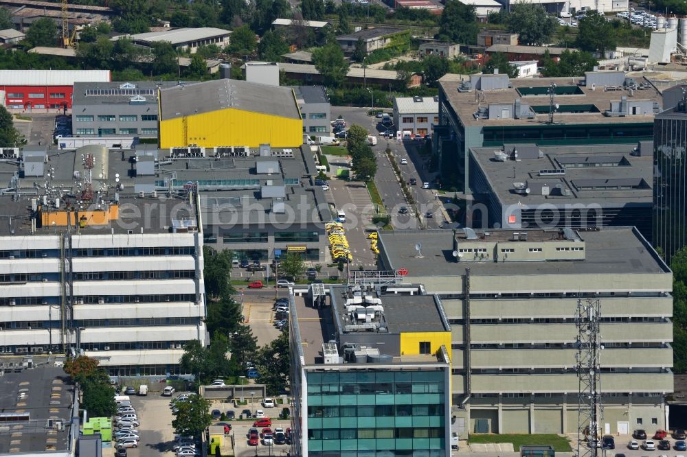 Bukarest from the bird's eye view: Commercial and industrial area Iride Business Park in Bucharest, Romania. The property on the street Dimitrie Pompei Blvd. is a project of IMMOFINANZ AG