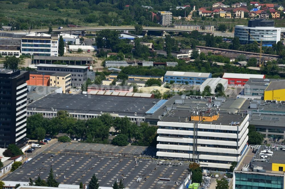 Aerial image Bukarest - Commercial and industrial area Iride Business Park in Bucharest, Romania. The property on the street Dimitrie Pompei Blvd. is a project of IMMOFINANZ AG