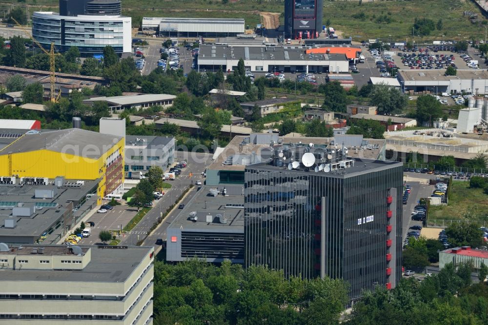 Aerial photograph Bukarest - Commercial and industrial area Iride Business Park in Bucharest, Romania. The property on the street Dimitrie Pompei Blvd. is a project of IMMOFINANZ AG