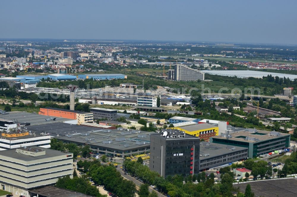 Bukarest from the bird's eye view: Commercial and industrial area Iride Business Park in Bucharest, Romania. The property on the street Dimitrie Pompei Blvd. is a project of IMMOFINANZ AG