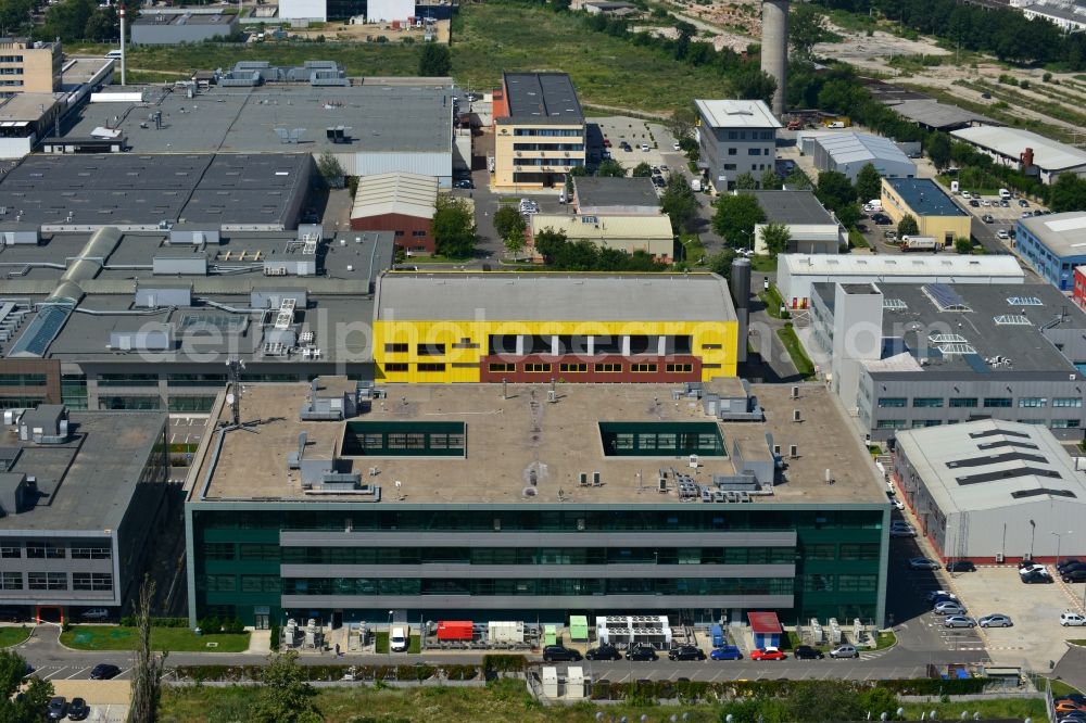 Aerial image Bukarest - Commercial and industrial area Iride Business Park in Bucharest, Romania. The property on the street Dimitrie Pompei Blvd. is a project of IMMOFINANZ AG