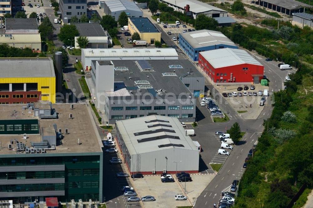 Aerial photograph Bukarest - Commercial and industrial area Iride Business Park in Bucharest, Romania. The property on the street Dimitrie Pompei Blvd. is a project of IMMOFINANZ AG