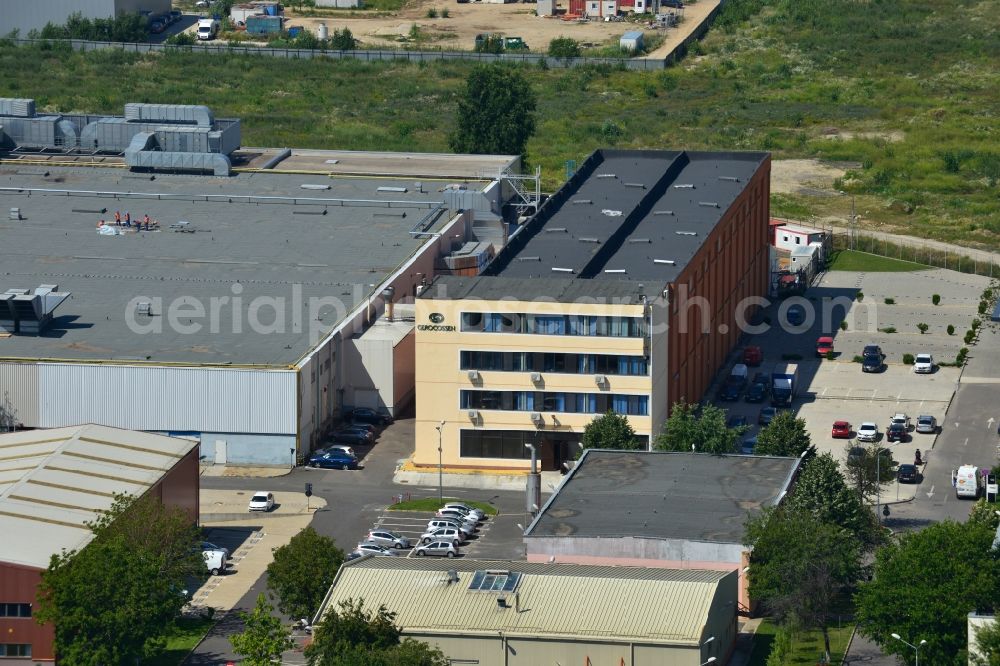 Aerial image Bukarest - Commercial and industrial area Iride Business Park in Bucharest, Romania. The property on the street Dimitrie Pompei Blvd. is a project of IMMOFINANZ AG