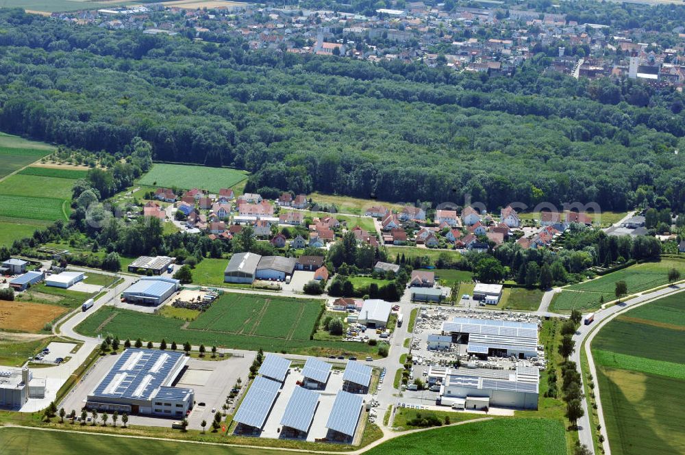 Aerial photograph Leipheim - Gewerbeimmobilie an der Max-Eyth-Straße im Gewerbe- und Industriegebiet Spinnmähder in Leipheim / Bayern. Ein Projekt der Unternehmensgruppe Markus Gerold. Commercial property at the street Max-Eyth-Strasse in the business park / industrial estate Spinnmaehder in Leipheim / Bavaria.