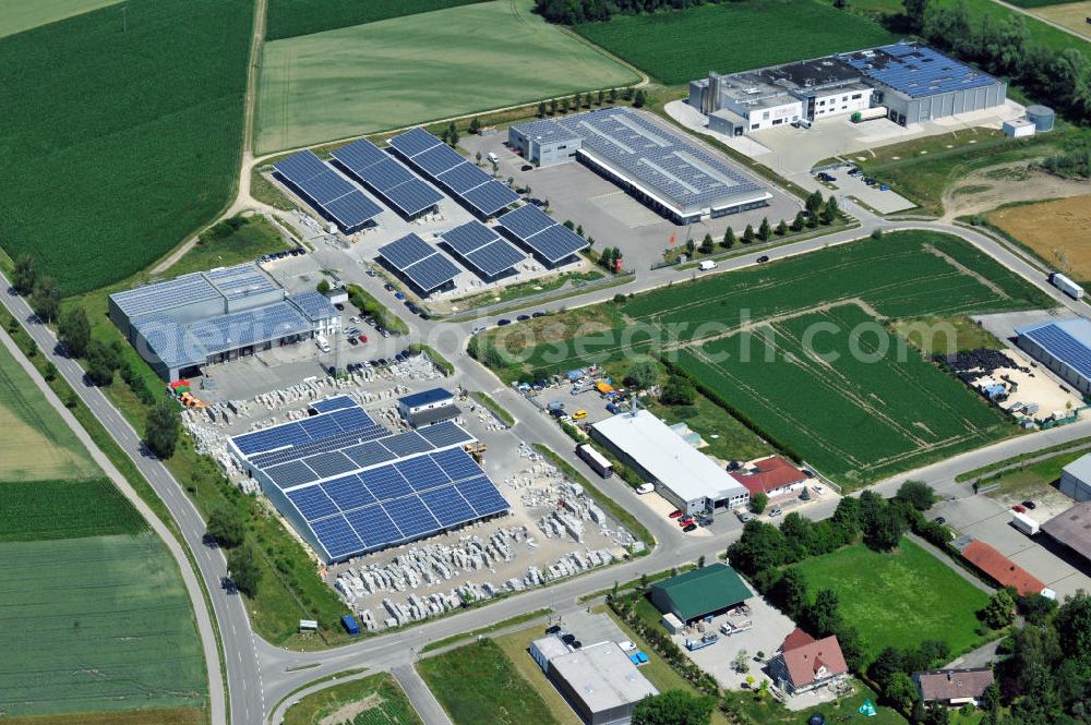 Aerial image Leipheim - Gewerbeimmobilie an der Max-Eyth-Straße im Gewerbe- und Industriegebiet Spinnmähder in Leipheim / Bayern. Ein Projekt der Unternehmensgruppe Markus Gerold. Commercial property at the street Max-Eyth-Strasse in the business park / industrial estate Spinnmaehder in Leipheim / Bavaria.