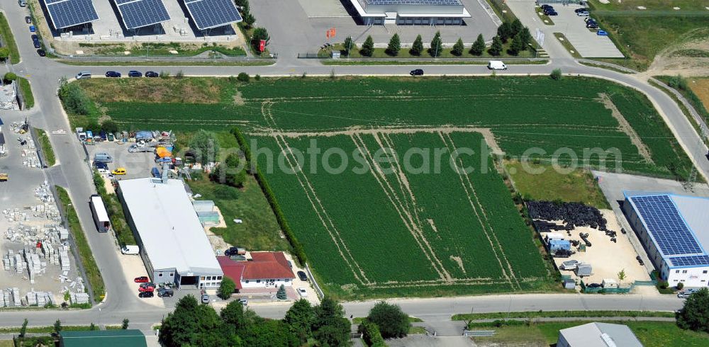 Aerial photograph Leipheim - Gewerbeimmobilie an der Max-Eyth-Straße im Gewerbe- und Industriegebiet Spinnmähder in Leipheim / Bayern. Ein Projekt der Unternehmensgruppe Markus Gerold. Commercial property at the street Max-Eyth-Strasse in the business park / industrial estate Spinnmaehder in Leipheim / Bavaria.