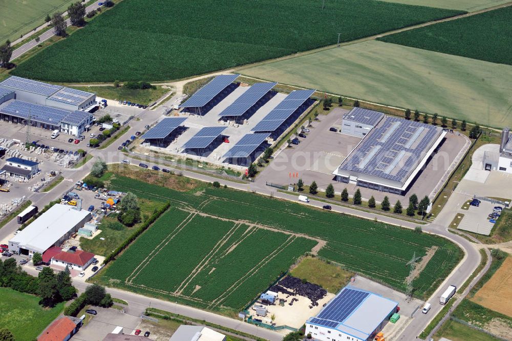 Aerial photograph Leipheim - Gewerbeimmobilie an der Max-Eyth-Straße im Gewerbe- und Industriegebiet Spinnmähder in Leipheim / Bayern. Ein Projekt der Unternehmensgruppe Markus Gerold. Commercial property at the street Max-Eyth-Strasse in the business park / industrial estate Spinnmaehder in Leipheim / Bavaria.