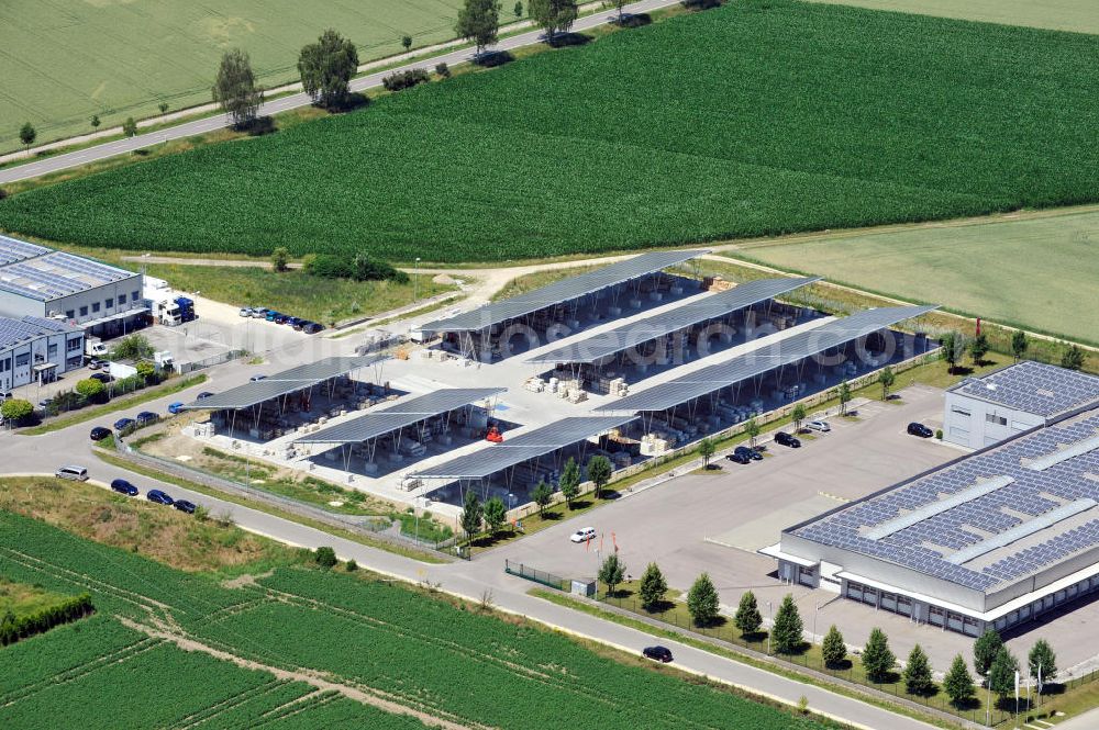 Aerial photograph Leipheim - Gewerbeimmobilien im Gewerbe- und Industriegebiet Spinnmähder in Leipheim / Bayern. Commercial propertys in the business park / industrial estate Spinnmaehder in Leipheim / Bavaria.