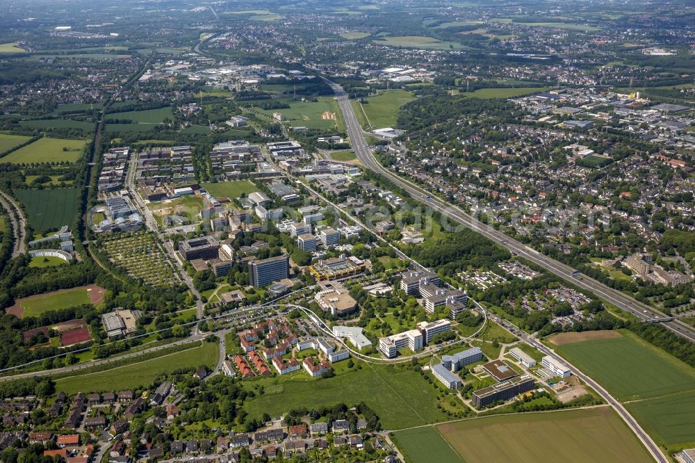 Dortmund from above - Commercial settlement on the grounds of the technology park on campus Dortmund in North Rhine-Westphalia