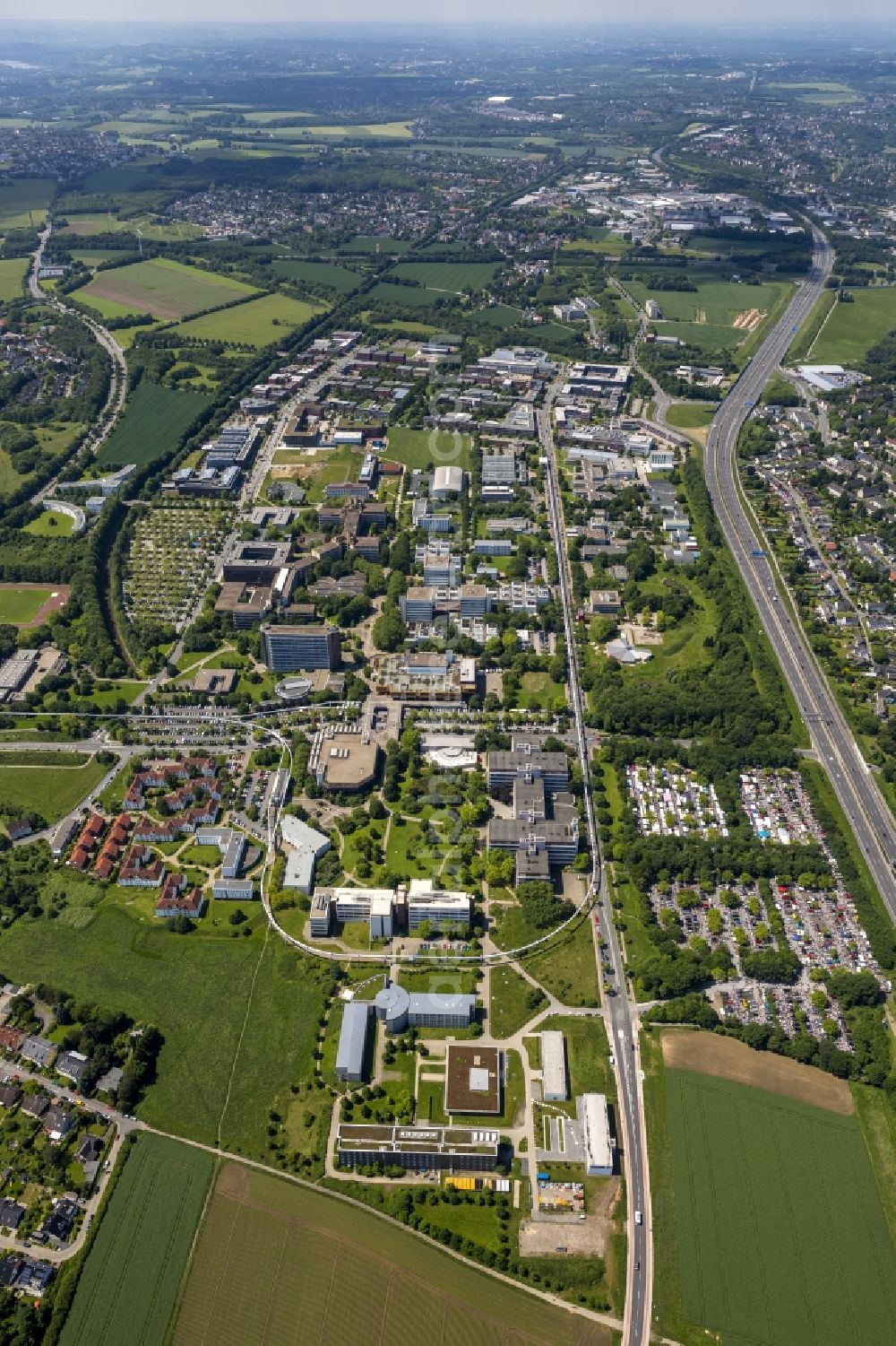 Dortmund from the bird's eye view: Commercial settlement on the grounds of the technology park on campus Dortmund in North Rhine-Westphalia