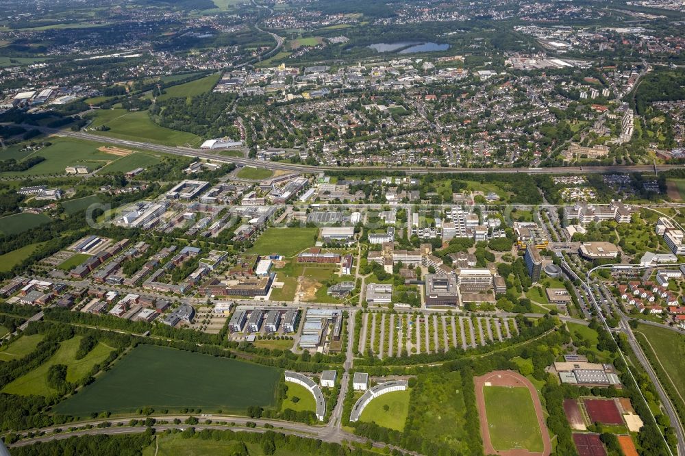 Dortmund from the bird's eye view: Commercial settlement on the grounds of the technology park on campus Dortmund in North Rhine-Westphalia