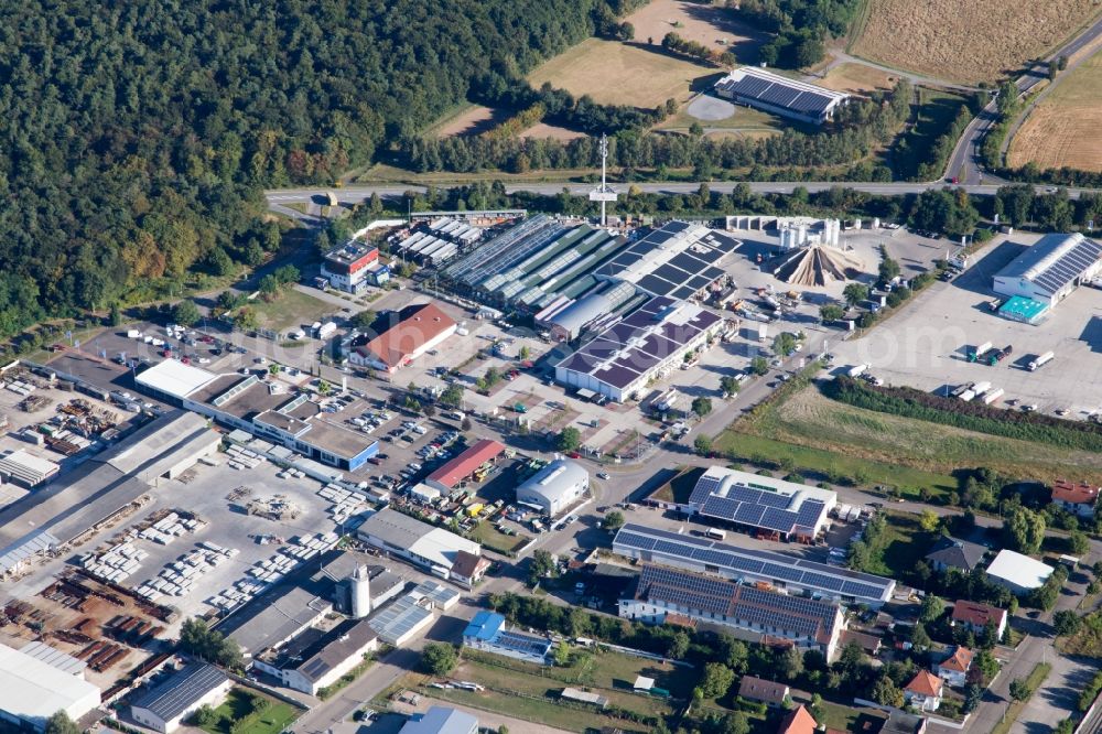 Stutensee from above - Industrial estate and company settlement in the district Friedrichstal in Stutensee in the state Baden-Wuerttemberg, Germany