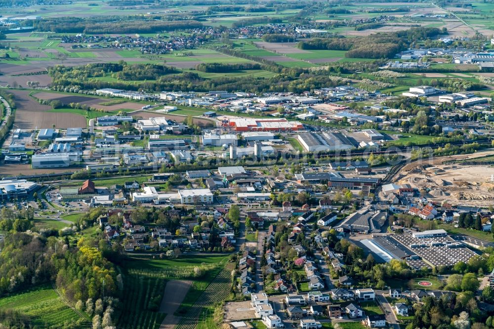 Aerial image Achern - Industrial estate and company settlement Achern in Achern in the state Baden-Wuerttemberg, Germany