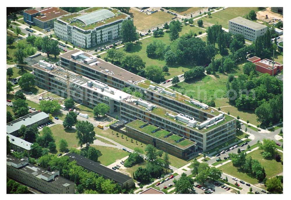 Aerial image Berlin-Adlershof - Blick auf das Gewerbegebiet Adlershof in Berlin-Adlershof zwischen Ernst-Ruska-Ufer / Teltokanal und Adlergestell. Gelände der Studio Berlin GmbH (Tochtergesellschaft der Studio Hamburg)