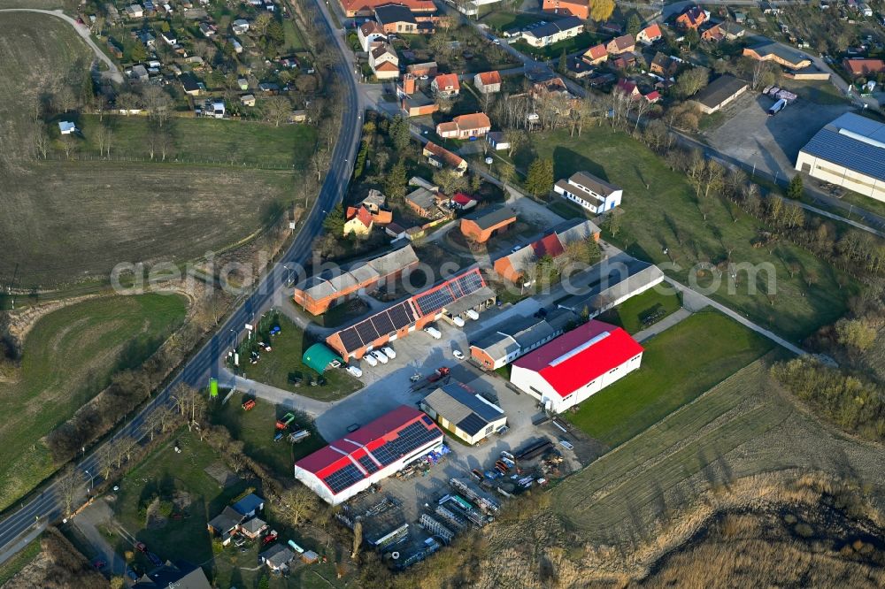 Aerial photograph Woldegk - Industrial estate and company settlement der Agrar-Handelspartner Woldegk GmbH in Woldegk in the state Mecklenburg - Western Pomerania, Germany