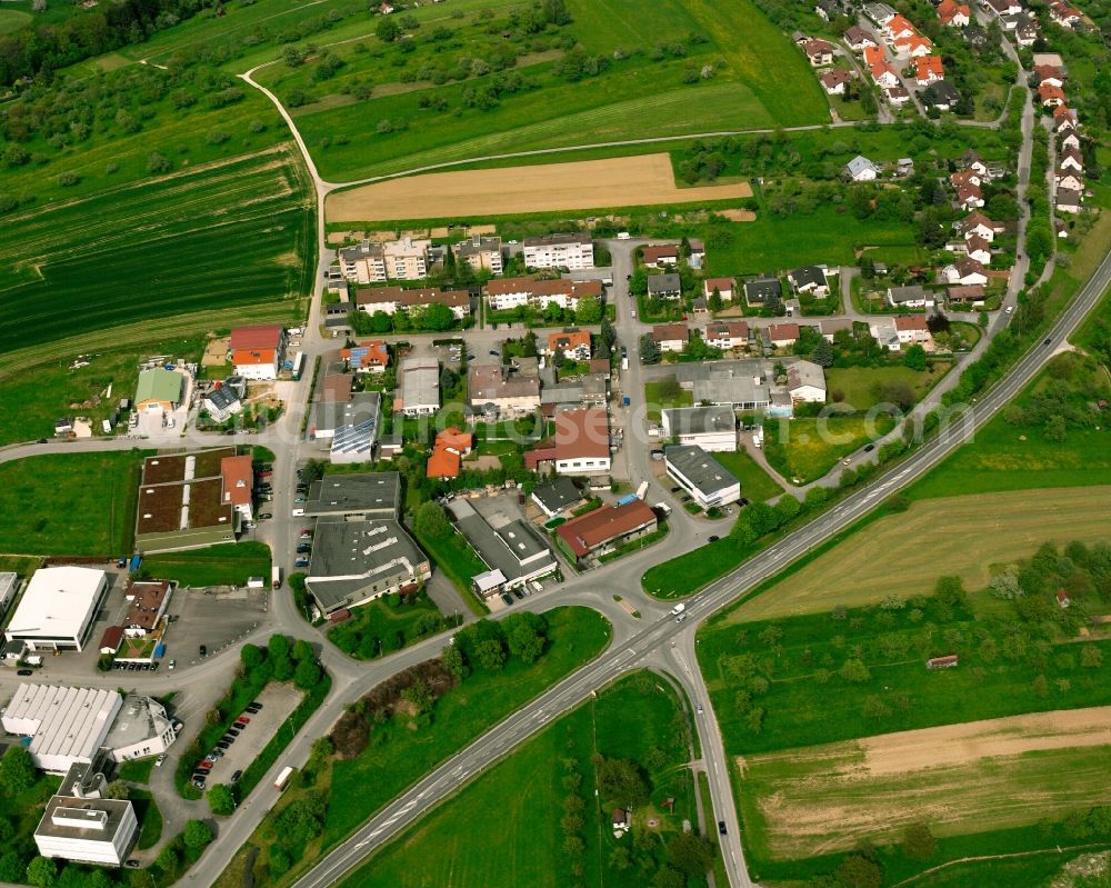 Albershausen from the bird's eye view: Industrial estate and company settlement in Albershausen in the state Baden-Wuerttemberg, Germany