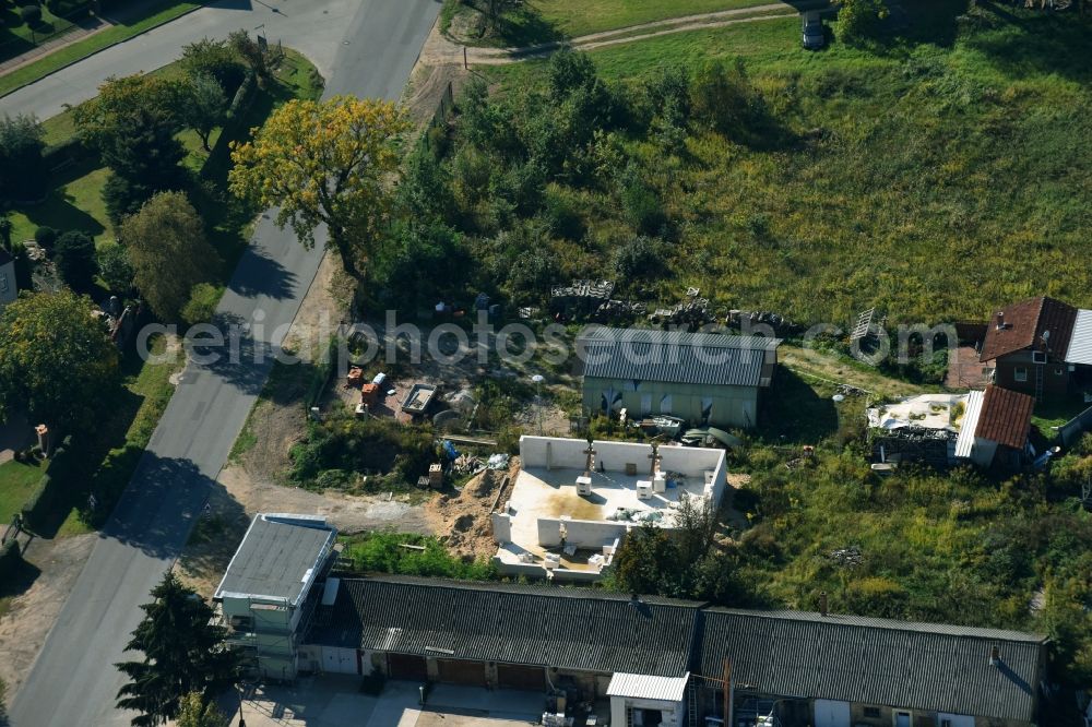 Bernau from the bird's eye view: Industrial estate and company settlement Albertshofer Chaussee in Bernau in the state Brandenburg, Germany