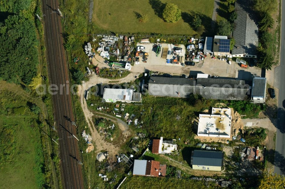 Bernau from above - Industrial estate and company settlement Albertshofer Chaussee in Bernau in the state Brandenburg, Germany