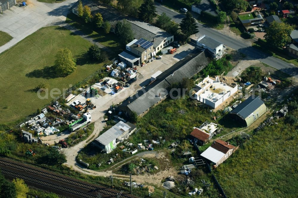 Bernau from the bird's eye view: Industrial estate and company settlement Albertshofer Chaussee in Bernau in the state Brandenburg, Germany