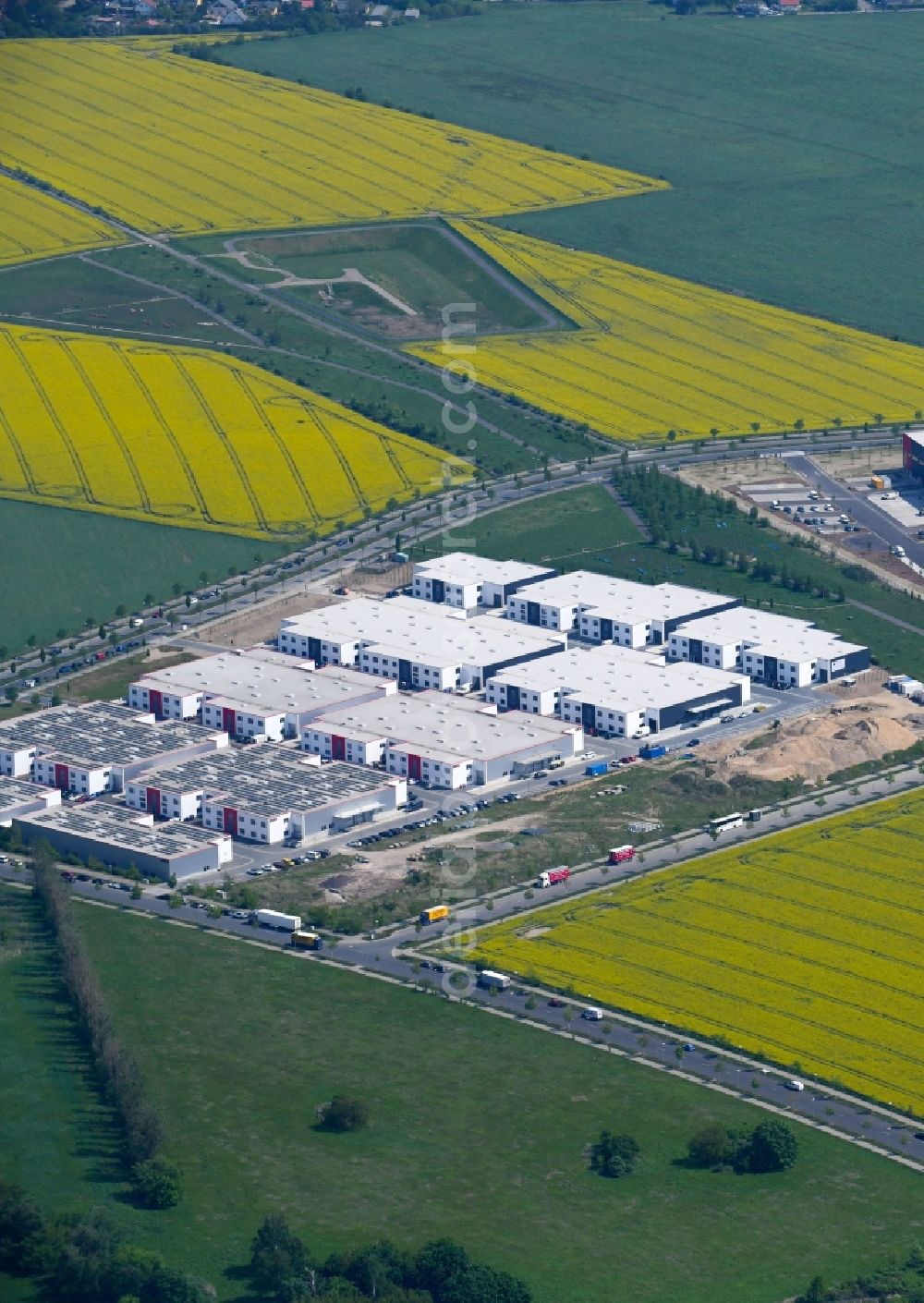 Berlin from above - Industrial estate and company settlement on Alexander-Meissner-Strasse in Berlin, Germany