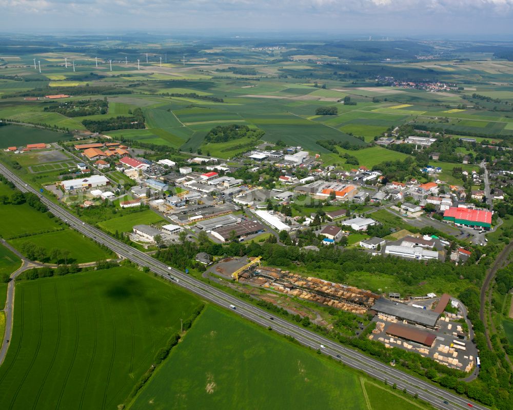 Alsfeld from the bird's eye view: Industrial estate and company settlement in Alsfeld in the state Hesse, Germany