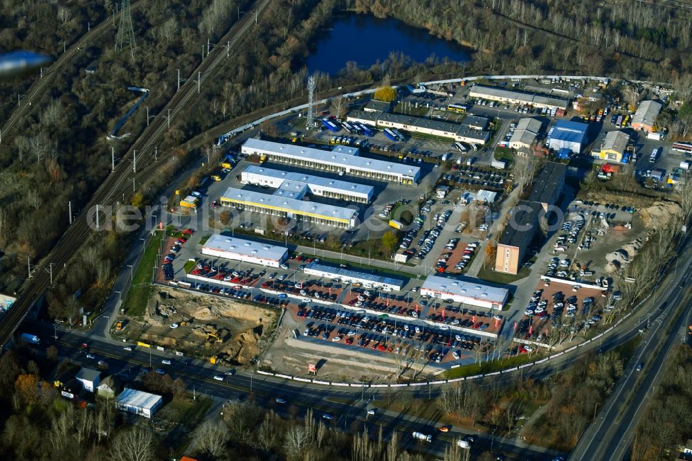 Aerial photograph Berlin - Industrial estate and company settlement Alt-Friedrichsfelde in the district Marzahn in Berlin, Germany