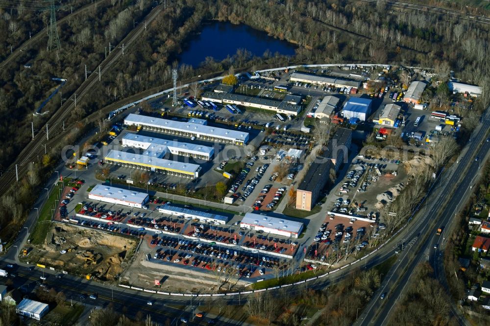 Berlin from above - Industrial estate and company settlement Alt-Friedrichsfelde in the district Marzahn in Berlin, Germany