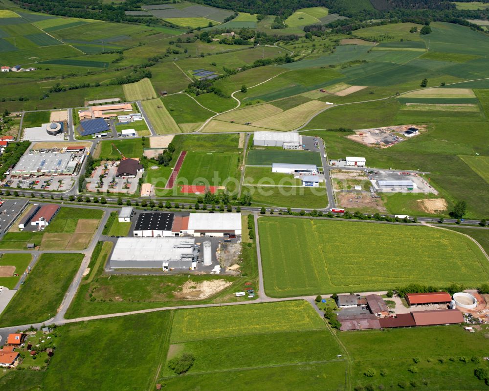 Aerial image Angersbach - Industrial estate and company settlement in Angersbach in the state Hesse, Germany