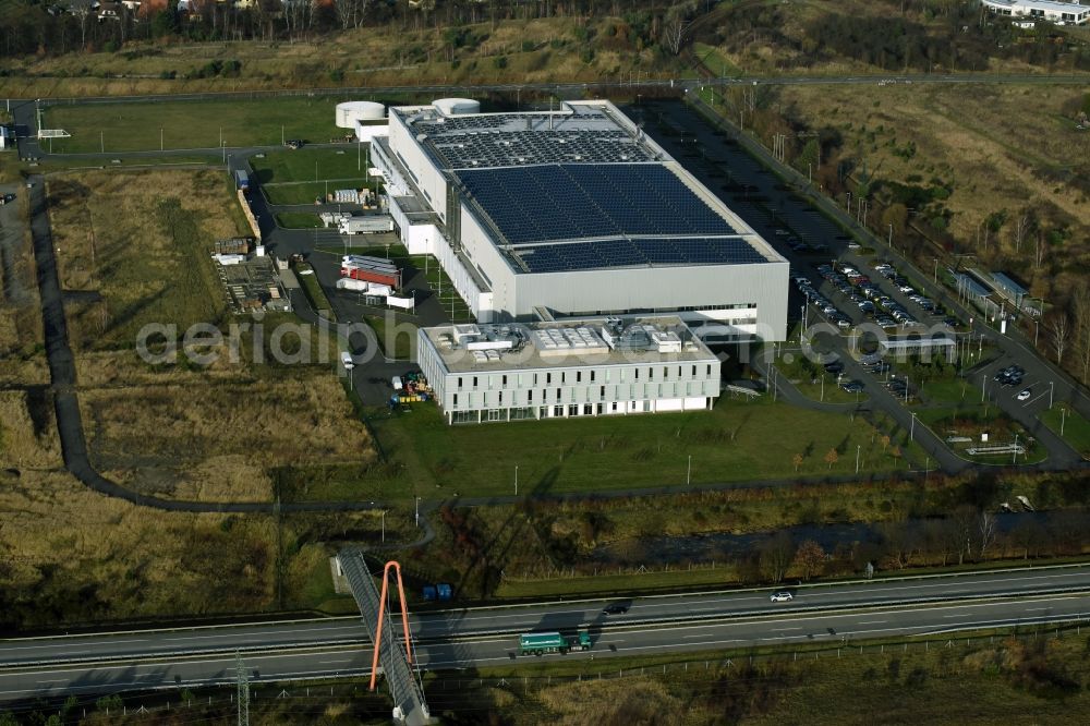 Aerial image Frankfurt (Oder) - Industrial estate and company settlement der Astronergy Solarmodule GmbH Chint-Allee in Frankfurt (Oder) in the state Brandenburg