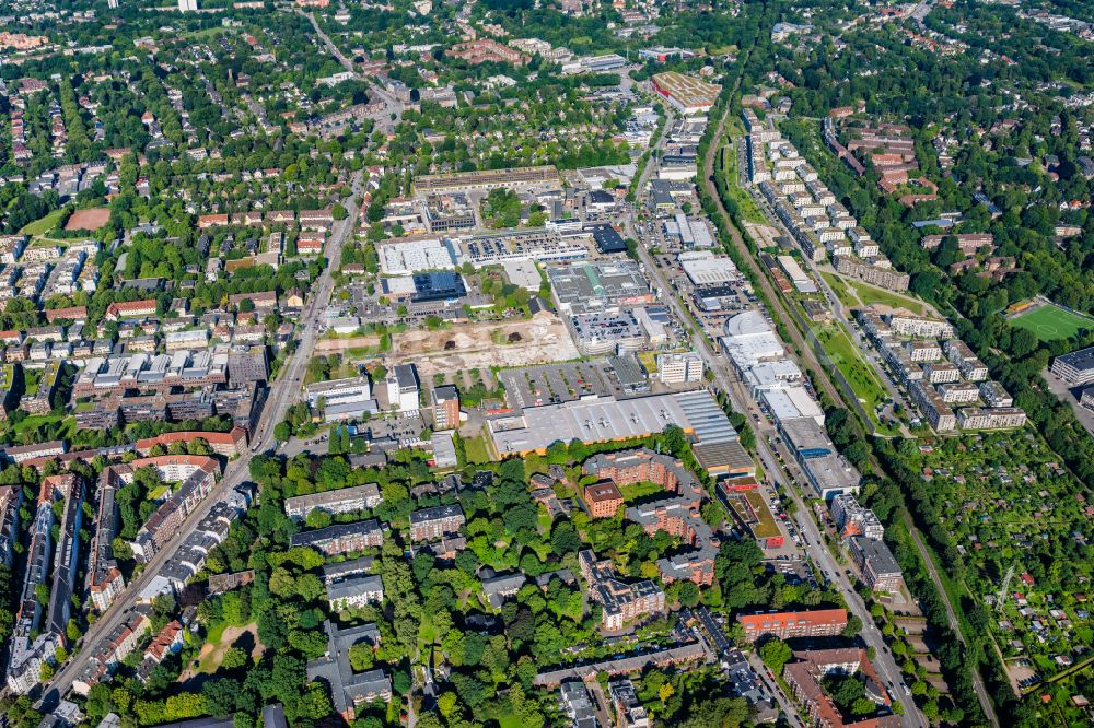 Aerial photograph Hamburg - Industrial estate and company settlement Automeile Nedderfeld in Hamburg, Germany