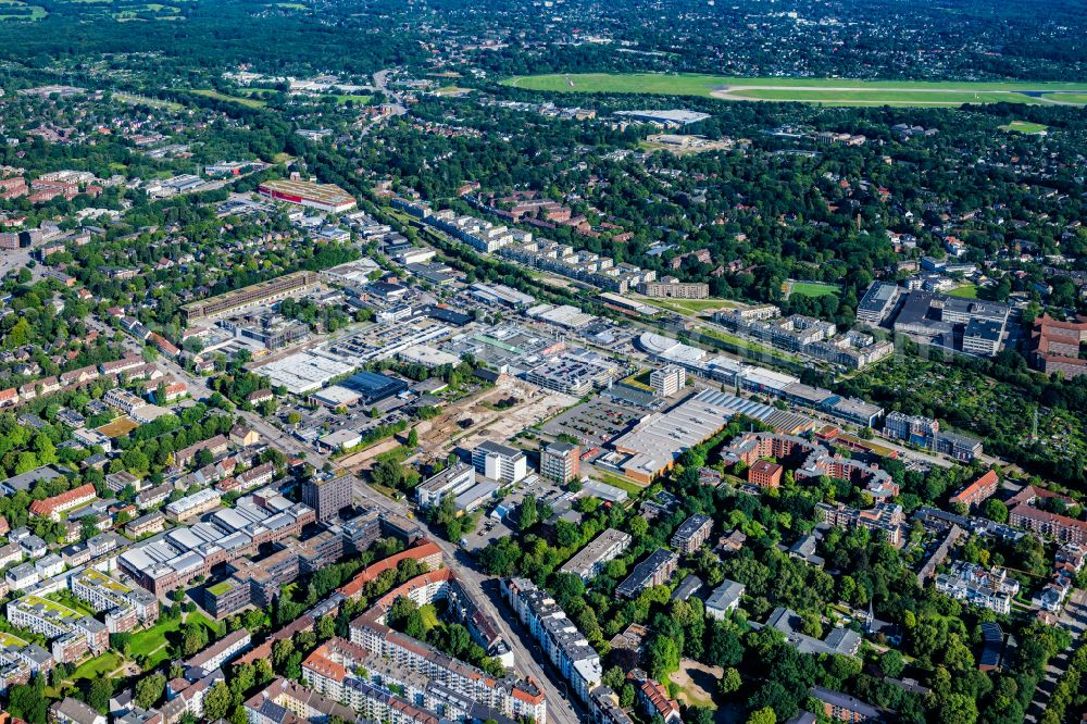 Aerial image Hamburg - Industrial estate and company settlement Automeile Nedderfeld in Hamburg, Germany