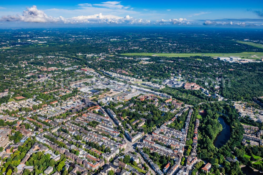 Aerial photograph Hamburg - Industrial estate and company settlement Automeile Nedderfeld in Hamburg, Germany