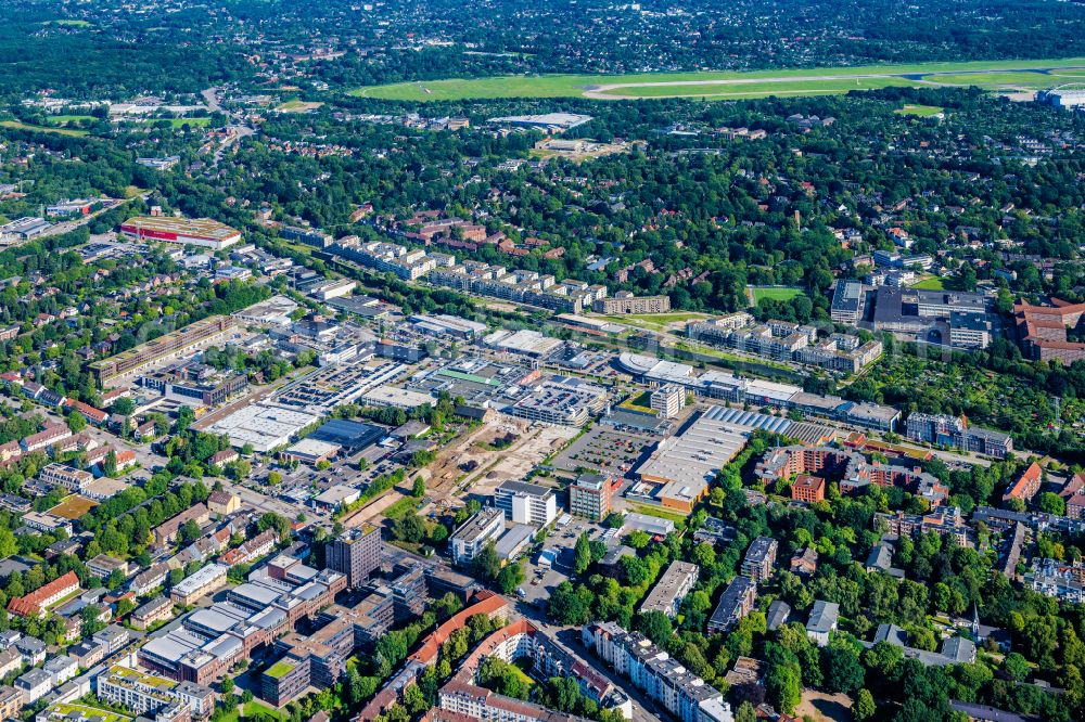 Hamburg from the bird's eye view: Industrial estate and company settlement Automeile Nedderfeld in Hamburg, Germany