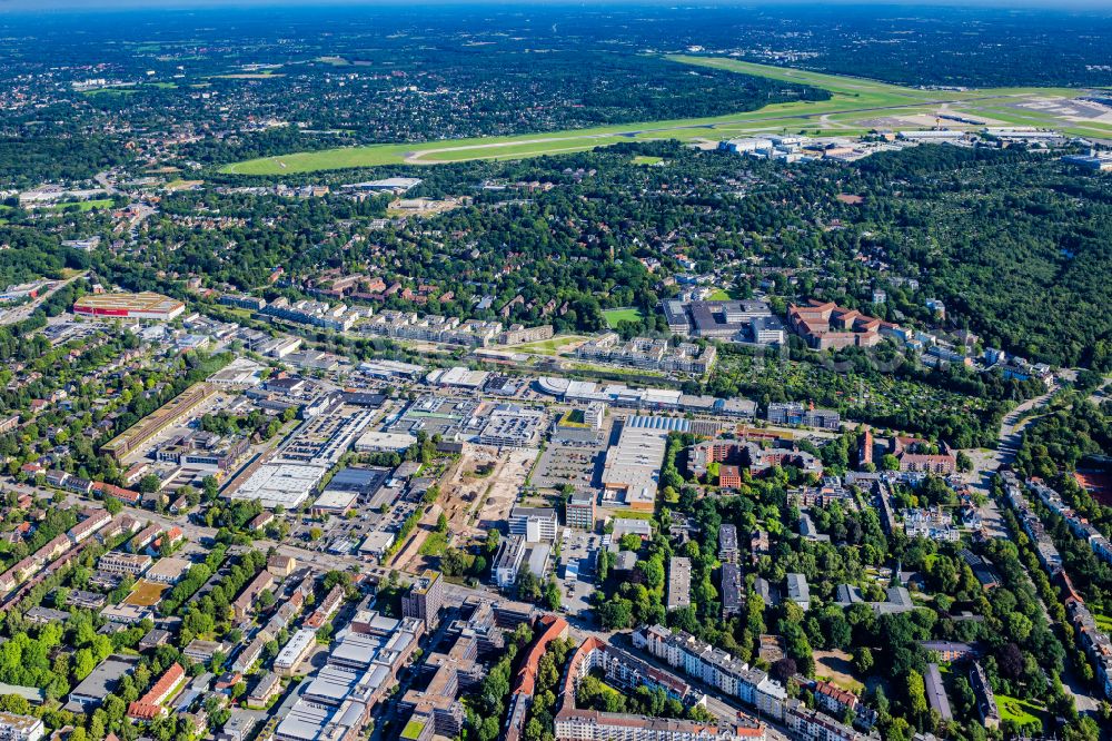 Aerial image Hamburg - Industrial estate and company settlement Automeile Nedderfeld in Hamburg, Germany