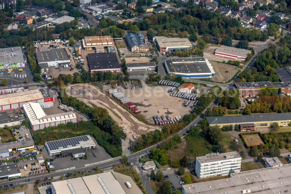 Aerial image Gelsenkirchen - Industrial estate and Baumaschinenteststrecke on Emscherstrasse in Gelsenkirchen in the state North Rhine-Westphalia, Germany