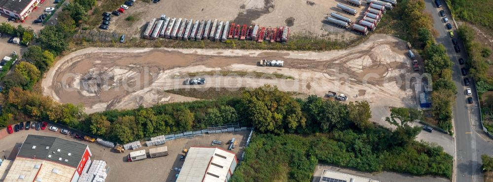 Gelsenkirchen from above - Industrial estate and Baumaschinenteststrecke on Emscherstrasse in Gelsenkirchen in the state North Rhine-Westphalia, Germany