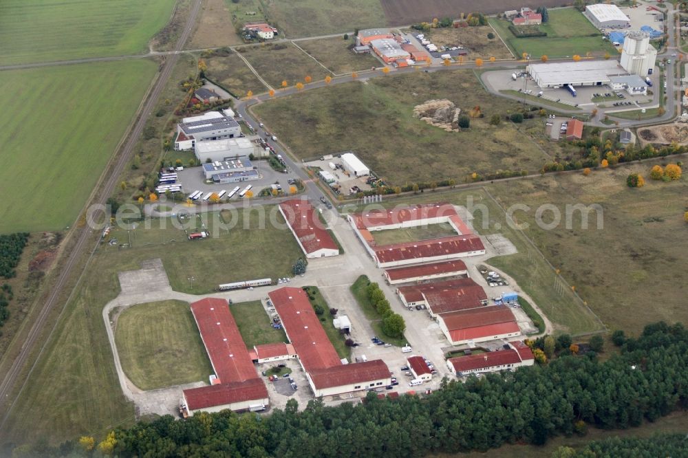 Aerial image Beelitz - Industrial estate and company settlement Beelitz-Sued in Beelitz in the state Brandenburg