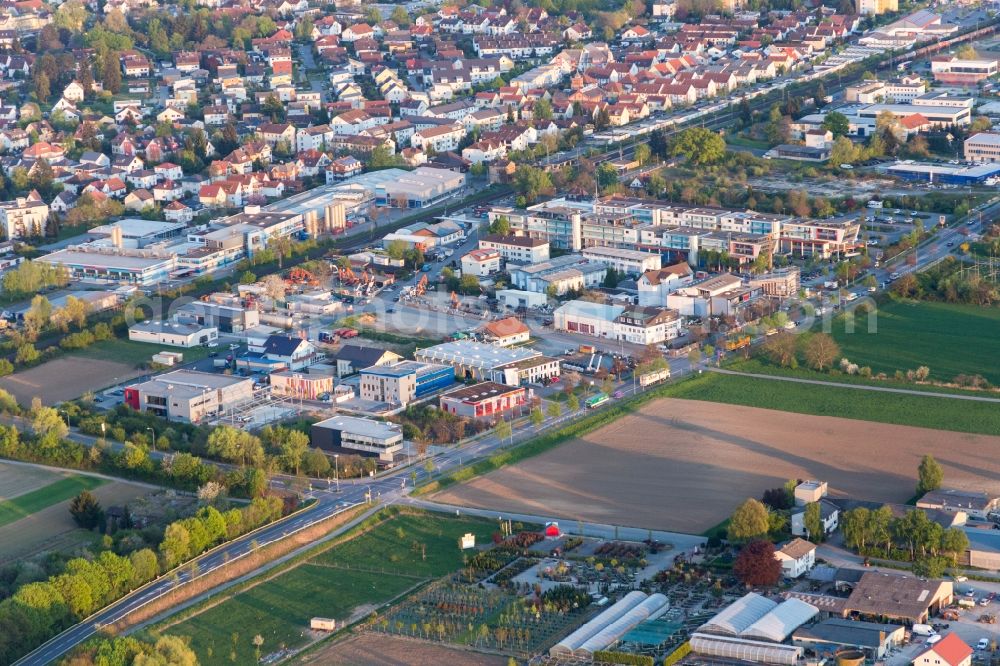 Aerial photograph Bensheim - Industrial estate and company settlement on Bensheimer Ring in the district Auerbach in Bensheim in the state Hesse, Germany