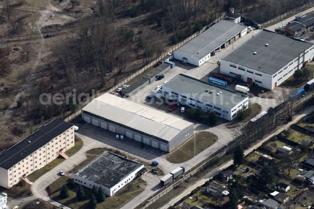 Aerial photograph Berlin - Industrial estate and company settlement on place Am alten Flugplatz in the district Karlshorst in Berlin, Germany