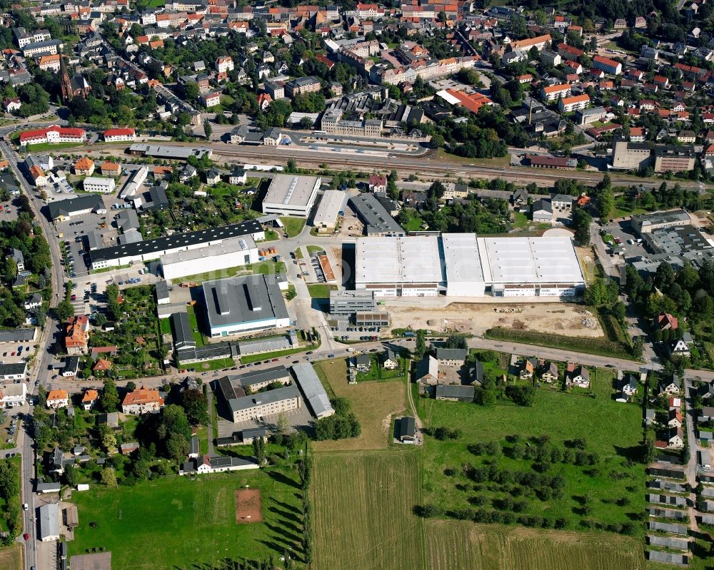 Berthelsdorf from above - Industrial estate and company settlement in Berthelsdorf in the state Saxony, Germany