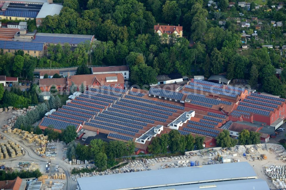 Aerial photograph Bad Langensalza - Industrial estate and company settlement Betonwerk Langensalza GmbH on Molkereistrasse in Bad Langensalza in the state Thuringia