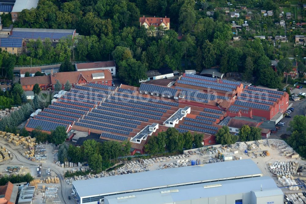 Bad Langensalza from above - Industrial estate and company settlement Betonwerk Langensalza GmbH on Molkereistrasse in Bad Langensalza in the state Thuringia