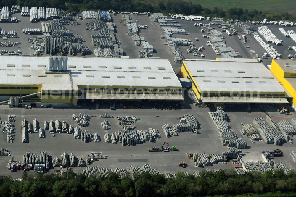 Parthenstein from above - Industrial estate Betonwerk and company Haba-Beton Johann Bartlechner KG in Parthenstein in the state Saxony