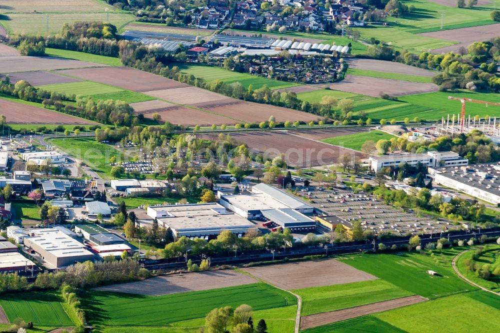 Aerial photograph Bühl - Industrial estate and company settlement Buehl Sued in Buehl in the state Baden-Wuerttemberg, Germany