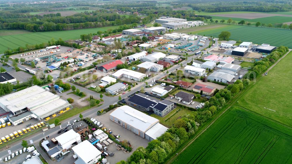 Wedemark from above - Bissendorf commercial area in Wedemark in the state Lower Saxony, Germany