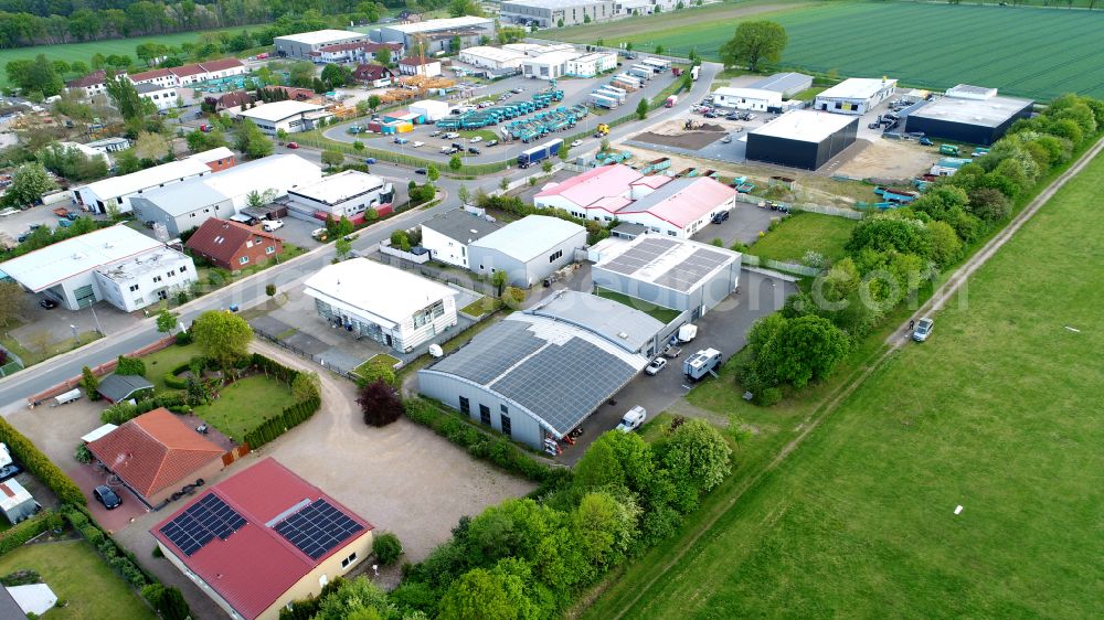 Aerial photograph Wedemark - Bissendorf commercial area in Wedemark in the state Lower Saxony, Germany